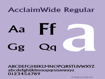 AcclaimWide Regular The IMSI MasterFonts Collection, tm 1995, 1996 IMSI (International Microcomputer Software Inc.)图片样张