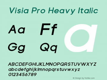 Visia Pro Heavy Italic Version 1.000;PS 001.000;hotconv 1.0.88;makeotf.lib2.5.64775图片样张