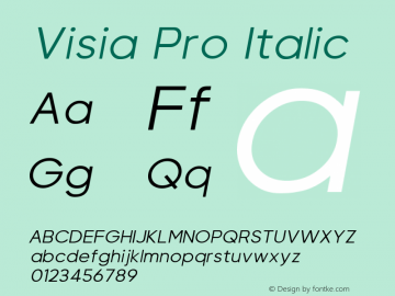 Visia Pro Italic Version 1.000;PS 001.000;hotconv 1.0.88;makeotf.lib2.5.64775图片样张
