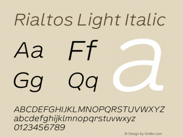 Rialtos Light Italic Version 1.000图片样张