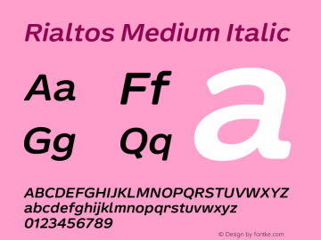 Rialtos Medium Italic Version 1.000 Font Sample