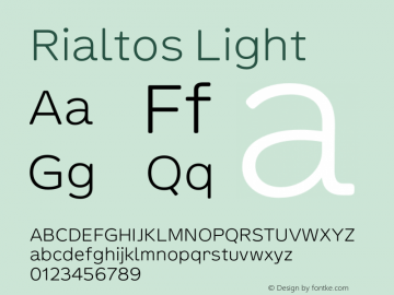 Rialtos Light Version 1.000 Font Sample