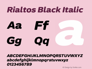 Rialtos Black Italic Version 1.000 Font Sample