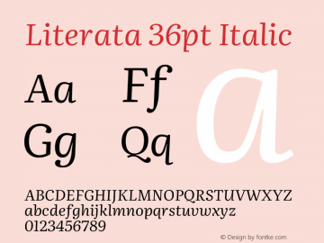 Literata 36pt Italic Version 3.002 Font Sample