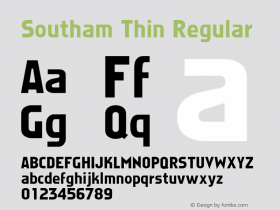 Southam Thin Regular Unknown Font Sample