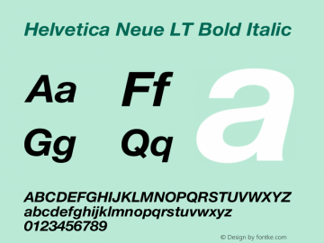 Helvetica Neue LT 76 Bold Italic 001.000 Font Sample