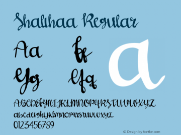 Shalihaa Version 1.00;July 7, 2020;FontCreator 13.0.0.2672 64-bit Font Sample