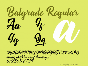 Balgrade Version 1.00;August 23, 2020;FontCreator 12.0.0.2545 32-bit图片样张