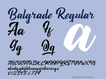 Balgrade Version 1.00;August 23, 2020;FontCreator 12.0.0.2545 32-bit图片样张