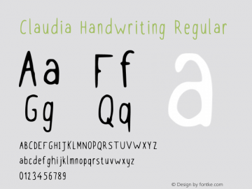 Claudia Handwriting Regular Version 001.003 Font Sample