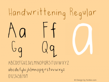 Handwrittening Regular Version 001.003 Font Sample