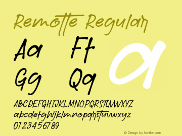 Remotte Version 1.00;October 10, 2020;FontCreator 12.0.0.2545 64-bit Font Sample