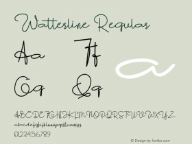 Watterline Version 1.00;October 9, 2020;FontCreator 12.0.0.2552 64-bit图片样张