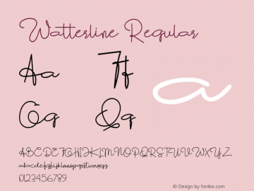 Watterline Version 1.00;October 9, 2020;FontCreator 12.0.0.2552 64-bit图片样张