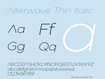 Alterwave Thin Italic Version 1.000图片样张