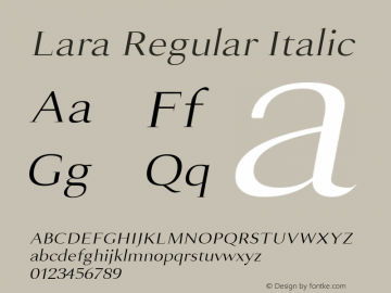 Lara Regular Italic 0.1.0图片样张