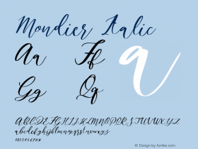 Mondier-Italic Version 1.000 Font Sample