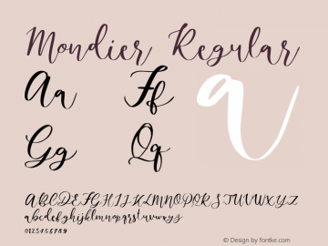 Mondier Regular Version 1.000 Font Sample