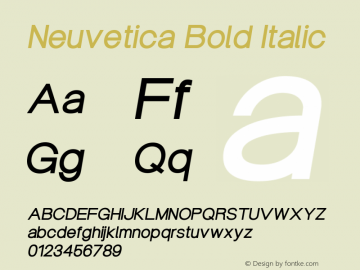 Neuvetica Bold Italic Version 1.000 Font Sample