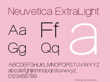 Neuvetica ExtraLight Version 1.000 Font Sample