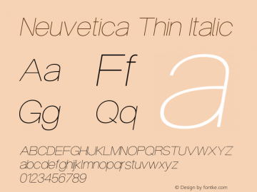 Neuvetica Thin Italic Version 1.000 Font Sample