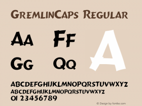 GremlinCaps Regular The IMSI MasterFonts Collection, tm 1995, 1996 IMSI (International Microcomputer Software Inc.)图片样张