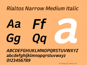 Rialtos Narrow Medium Italic Version 1.000 Font Sample