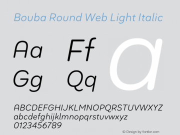 Bouba Round Web Light Italic Version 1.000 Font Sample