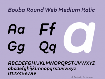 Bouba Round Web Medium Italic Version 1.000 Font Sample