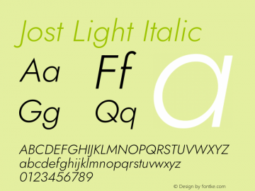 Jost Light Italic Version 3.7图片样张
