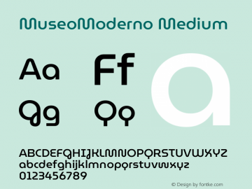 MuseoModerno Medium Version 1.001 Font Sample