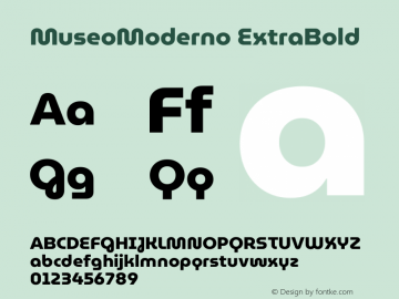 MuseoModerno ExtraBold Version 1.001 Font Sample