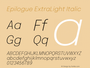 Epilogue ExtraLight Italic Version 2.111图片样张