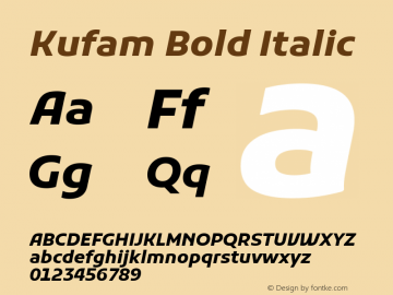 Kufam Bold Italic Version 1.300; ttfautohint (v1.8.3) Font Sample
