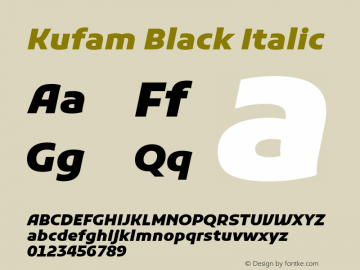 Kufam Black Italic Version 1.300; ttfautohint (v1.8.3) Font Sample