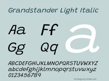 Grandstander Light Italic Version 1.200 Font Sample