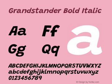 Grandstander Bold Italic Version 1.200 Font Sample