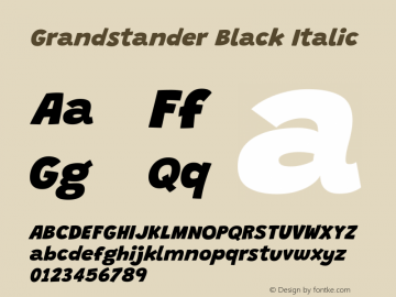 Grandstander Black Italic Version 1.200 Font Sample