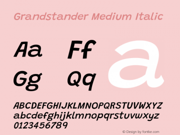 Grandstander Medium Italic Version 1.200 Font Sample