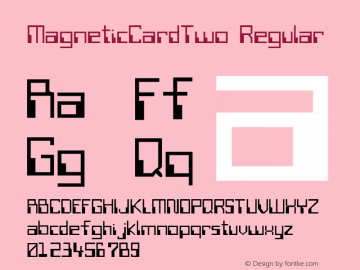 MagneticCardTwo Regular The IMSI MasterFonts Collection, tm 1995, 1996 IMSI (International Microcomputer Software Inc.) Font Sample