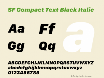 SF Compact Text Black Italic Version 16.0d12e3 Font Sample