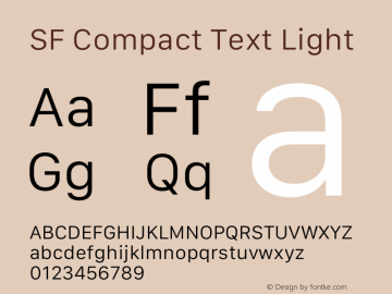 SF Compact Text Light Version 16.0d12e3 Font Sample