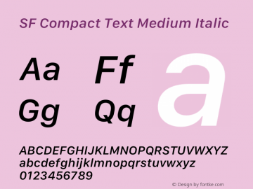 SF Compact Text Medium Italic Version 16.0d12e3 Font Sample
