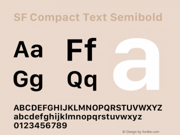 SF Compact Text Semibold Version 16.0d12e3 Font Sample