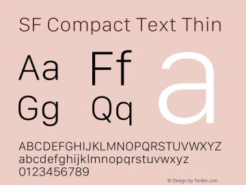 SF Compact Text Thin Version 16.0d12e3 Font Sample