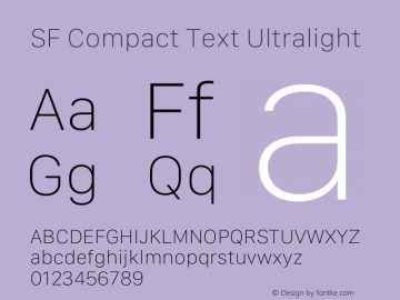 SF Compact Text Ultralight Version 16.0d12e3 Font Sample
