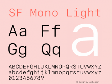 SF Mono Light Version 16.0d2e1 Font Sample