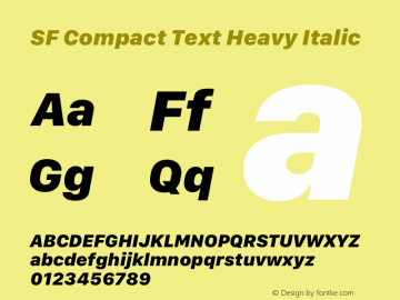 SF Compact Text Heavy Italic Version 16.0d12e3 Font Sample