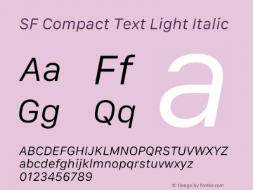 SF Compact Text Light Italic Version 16.0d12e3 Font Sample