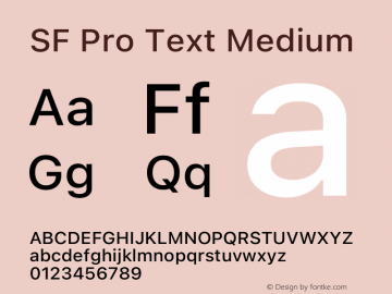 SF Pro Text Medium Version 16.0d12e3 Font Sample